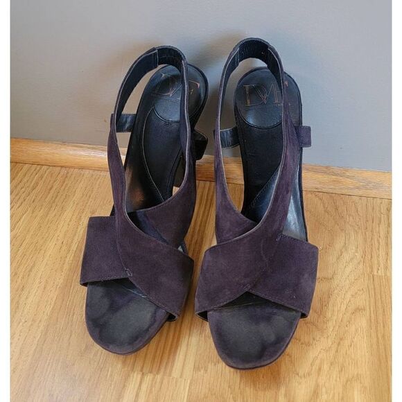 DVF Navy Suede Sling Back Heel 8 - Picture 2 of 8
